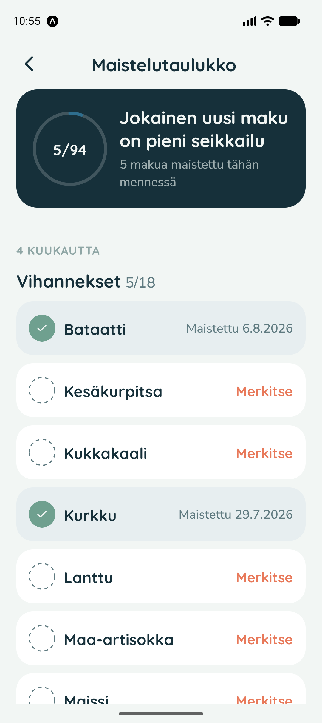 Maistelutaulukko